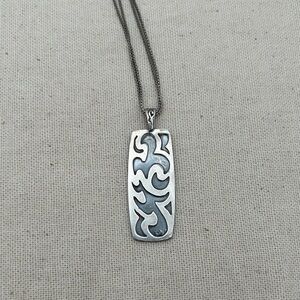 Vintage Sterling Silver Pendant Necklace with Abstract Design